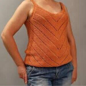 NEW Streetwear Society Crocheted Tank Top‎ Women’s Large Orange V-Neck